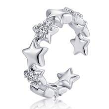 1枚高品质简约百搭星形戒指，韩版时尚小众优雅个性戒指，适合女性日常及派对佩戴 - 銀色 - 查看 6