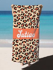 Toalla de playa personalizada con estampado de leopardo, toalla de playa con estampado de leopardo personalizada, toalla de playa con estampado de leopardo personalizada para novia, toalla de playa para damas y caballeros solteros - Multicolor - Ver 10