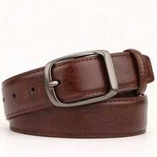 1条男士优雅时尚百搭PU真皮腰带，优质商务休闲腰带，简约男士腰带，适合日常商务、旅行、餐饮等场合。 - 棕色 - 查看 1
