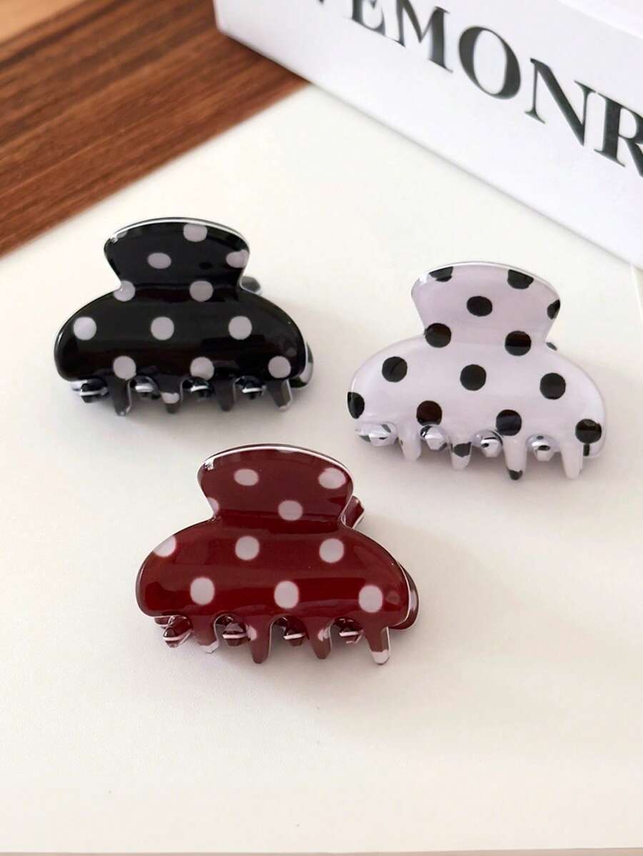 1个迷你波点发爪夹，简约甜美刘海及碎发夹 - 彩色 - 查看 1