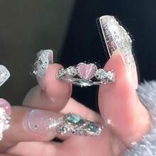 Fashionable Attention-Grabbing Minimalist High-End Lightweight Durable Shiny Pure Silver Ring, Smooth Texture, Minimalist Elegant Vibe, Flattering, Long-Lasting Like New, Refined Ring, Finely Polished, Minimalist Appealing, Elongating Hand, Suitable As Gift - Cat's Eye Heart Ring 1 - View 3