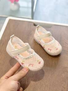 1 đôi dép xăng đan đế bằng kiểu công chúa bằng lưới ren dành cho bé gái, có khóa dán. - trắng - Xem 2