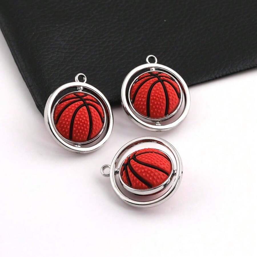 Creative Sports Style Basketball Football Rotatable Pendant DIY Handmade Keychain Necklace Pendant Accessories - Basketballs [2] - View 1