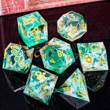 Beautiful Wave Pattern D&D 7pcs Game Dice Set, Handmade Resin Sharp-Edged Polyhedral Dice - Multicolor - View 11