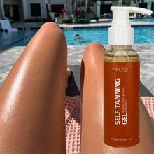 MELAO 自助美黑凝胶，蕴含玻尿酸和维生素 C，打造自然渐变美黑效果，保湿亮泽，适用于面部和身体，无痕自然古铜色，100毫升/3.38液盎司 - 100ML - 查看 3