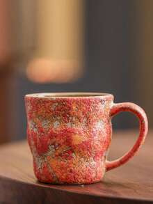 1pc 280ml Ceramic Cup, Hanging Ear Coffee Cup, Soda Cup, Cold Drink Cup, Breakfast Milk Cup, Oatmeal Cup, Flower Tea Cup, Latte Art Coffee Cup, Espresso Cup, Office Water Cup, Creative Crackle Glaze Ceramic Mug, Beverage Cup, Coffee Cup - Multicolor - View 12