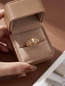 1 Chiếc nhẫn hình ngôi sao và mặt trăng chạm khắc tinh tế, bạc sterling 925, dành cho nữ, trang sức cao cấp, quà tặng dự tiệc, quà sinh nhật, quà hẹn hò. - Nhẫn hình sao và mặt trăng chạm khắc rỗng - Xem 2