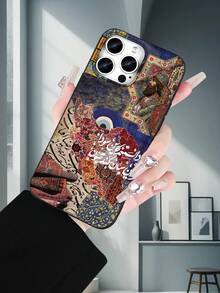 波斯地毯图案拼贴艺术手机壳，2D打印手机壳，流行经典新款优雅中东绅士领带设计，适合作为生日/节日礼物送给朋友、家人、情侣或自己，黑色软壳，兼容 17/16/15/14/13/12/11/Pro/Pro Max/X/XR/XS/XS Max/7/8/Plus/Air/SE2/3 - 黑色 - 查看 2