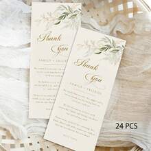 24/48 Pcs Simple Wedding Thank You Cards, Place Cards With Green Plant Napkins, Suitable For Wedding Banquet Table Decorations - A - View 9