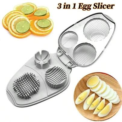 Affettatore creativo 3 in 1 per uova sode, affettatrice manuale per alimenti, verdure e frutta, utensile da cucina domestico