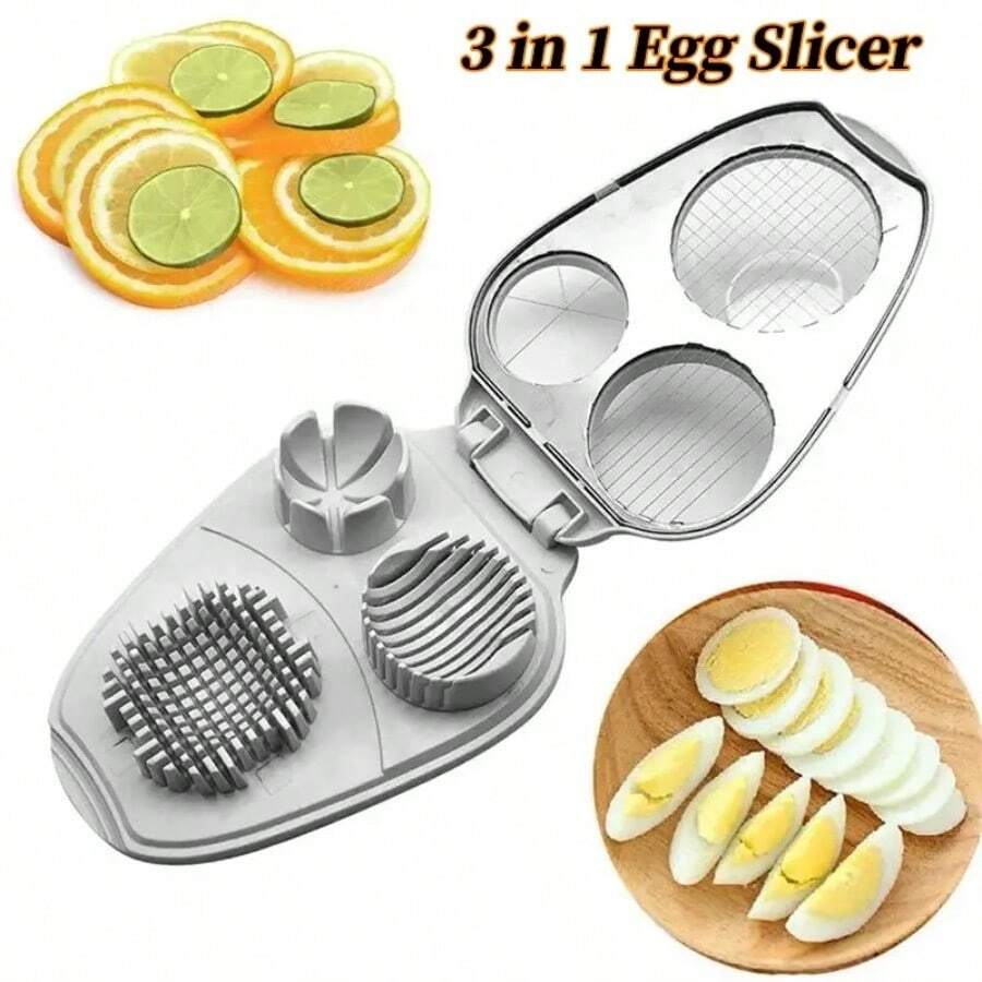 3-In-1 Creative Hard Boiled Egg Slicer, Kitchen Food Cutter, Vegetable & Fruit Manual Slicer, Household Kitchen Tool