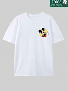 Disney Official Licensed Mickey Mouse Multi-Expression Collage Graphic T Shirts 100 Percent Cotton Disney Shirt Washed 220g Unisex - trắng - Xem 5