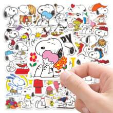 SNOOPY 50张可爱卡通狗和人物贴纸 - 漫画主题贴纸，适用于笔记本电脑、水瓶、滑板、日记本和派对礼物。 - 彩色 - 查看 6