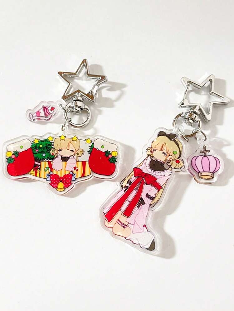 1pc Original Acrylic Pendant Medal Keychain, JK Uniform Angel Heart Friendship Gift, Bow Tie Y2K Retro Japanese School Girl Cute Casual Street Party Acrylic Keychain, Phone, School Souvenir Gift, Bag Charm, Seasonal Corporate Event Memento, Gift For Girlfriend - Multicolor - View 1