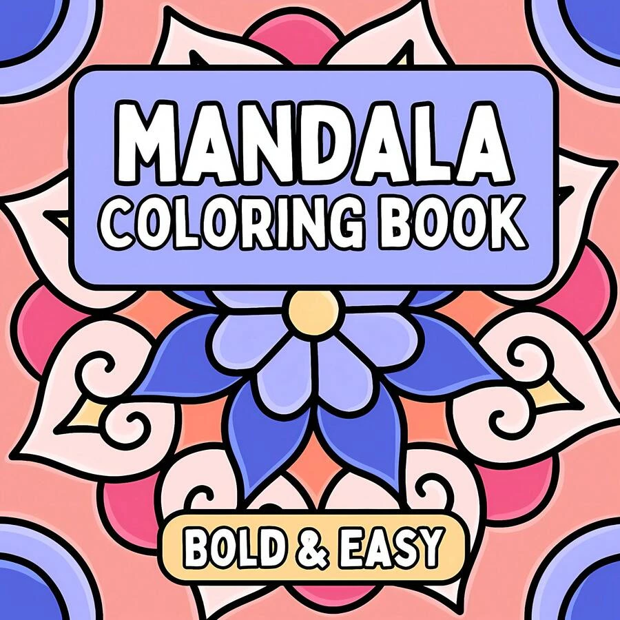 Sách tô màu Mandala, chứa các mẫu nghệ thuật vẽ đường nét Mandala đối xứng, các đường nét dày và rõ ràng, phù hợp cho người mới bắt đầu và mọi lứa tuổi, tính thẩm mỹ đối xứng có thể giúp giảm căng thẳng và mang lại hiệu quả chữa lành.