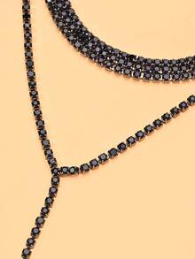 1 chiếc vòng cổ tua rua dài pha lê đen, vòng cổ hình chữ Y hình học, phụ kiện trang sức phong cách Gothic thời trang cho lễ Halloween - Nhiều màu - Xem 4