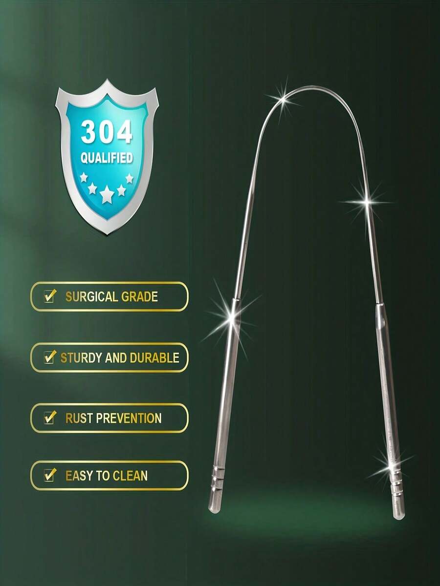 U-Shaped Stainless Steel Tongue Scraper - Tongue Scraper - Tongue Cleaning Plate - Personal Oral Hygiene Tool - Breath Freshener Tool - Silver - View 1