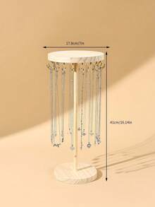 1pc Natural Wood Round Detachable Minimalist Jewelry Display Stand, Necklace/Pendant/Bracelet/Bangle Organizer, Retail Display Prop - Multi-color - Natural Wood Color - View 9