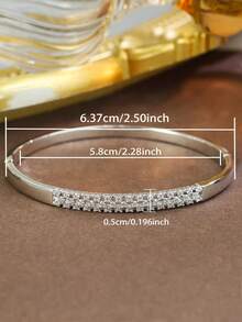 1pc S925 Silver Minimalist Bracelet, Inlaid With 5A Zirconia, Hollow Design, Lustrous And Sparkling, Suitable For Daily Commute, Dating, Valentine's Day, Eid, St. Patrick's Day, Carnival - Silver - View 6