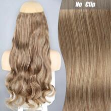 Clip-In Natural Hair Extension, Long Straight Synthetic Hairpiece, Blonde, Black, Mixed Color, Fake Hairpiece For Women HKQE - Champagne - View 1