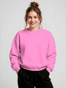 Unisex Crew Neck Sweatshirt With Ribbed Cuffs, Ideal For Winter - Streetwear Style. - View 1