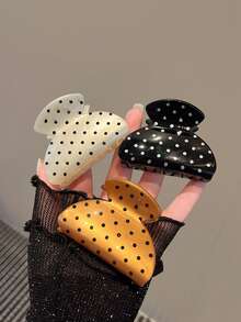 3个黑白波点小发夹，优雅女士发爪 - 彩色 - 查看 7