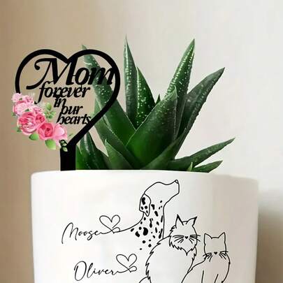 2D亚克力“永存我心”纪念花园插牌，户外庭院哀悼墓碑艺术墓碑