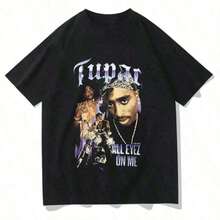 Graphic Hoodies-Shirt Classic Vintage Streetwear Rapper Tupacs Hop-Shirt Women Graphic Print Y2K Men Shirt Tops Unisex Harajuku Casual Oversized Tees Y2K,Oversize Plus Size Men's S To 5XL,Summer Tee - 白色 - 查看 7