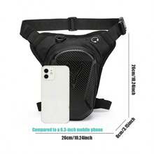 Bolsa de pierna para motocicleta, bolso de mensajero,Piernera / Riñonera Bolsa Moto Impermeable Para Motociclista Negro Bolsa de pierna para motocicleta impermeable con enchufe para auriculares, correa de hombro ajustable y compartimento con doble cremallera, bolso de cintura para hombres para entregas, mochila para montar, uso al aire libre - Negro - Ver 3