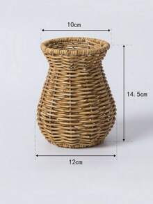 1个藤编花盆，复古藤编花篮花瓶 - 非常适合客厅和卧室装饰，理想的拍照道具，家居装饰，花瓶，餐桌摆件，乡村风格装饰花瓶，仿藤编花瓶装饰，手工编织塑料藤编花架，室内桌面橱柜干花创意家居装饰，室内外花园装饰，适合中小型植物 - 藤編花盆 - 查看 10