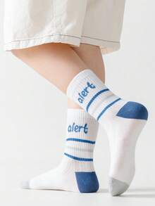 5双装儿童透气网眼中筒袜，柔软亲肤，春秋季新款设计 - 彩色 - 查看 2