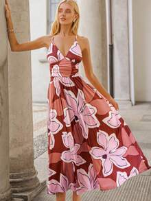 Vestido largo elegante y de moda para mujer de SUNSTORY, con ajuste ceñido, estiloso y con caída fluida y romántica, adecuado para vacaciones, ir al trabajo, citas, fiestas, exposiciones de arte, playa, salidas diarias, festivales de música, carnaval - Rojo - Ver 1