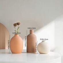 3 PiecesNordic Style Ceramic Vase Set | Wabi-Sabi Home Decor Dried Flower Vase | Multi-Color Creative Living Room Decoration | Modern Home Gift Set - Ceramic Vase Three-piece Set - View 4