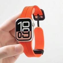 Magnetic Buckle Strap Compatible With Apple Watch Band Ultra 2 3 49mm 45 44 40 41 42mm-46mm Silicone Bracelet Ultra Series 10 7 6 3 8 9 Smart Watch Replacement Strap - Multicolor - View 11
