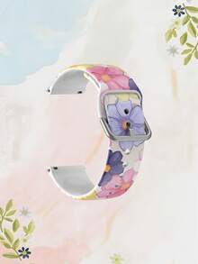Tali Jam Tangan Universal Motif Bunga Warna-warni 20/22mm, Kompatibel dengan Smartwatch dan Honor - Tali Permukaan Silikon, Kompatibel dengan GT2/GT3, Watch 3/Galaxy - MultiWarna - View 7