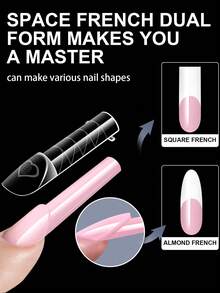 150片/盒 法式太空假指甲模具 芭蕾舞方尖双色可重复使用美甲延长模具 完美贴合 易于使用 新手友好型 DIY设计 - 無色 - 查看 2