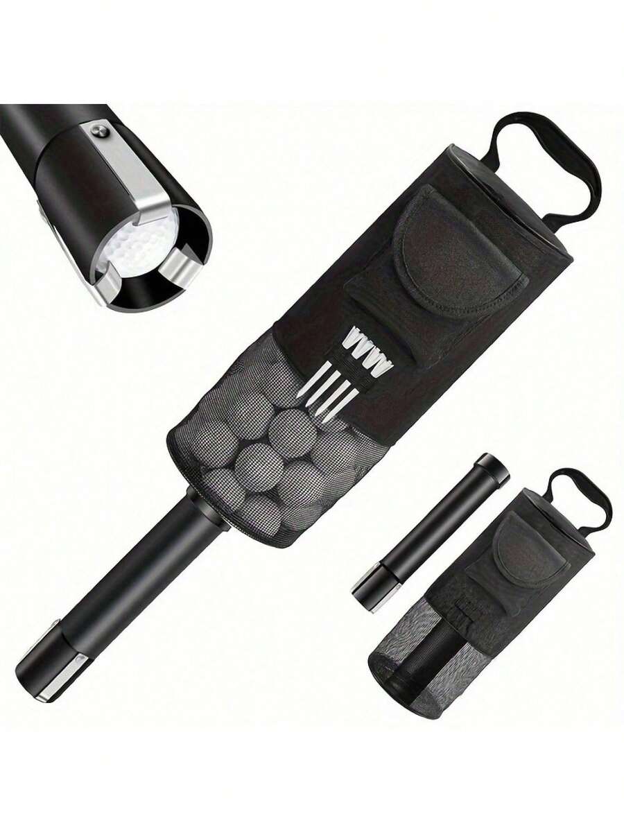 1 Peça Apanhador de Bolas de Golfe - Saco Portátil com Tubo Extensível de 30 cm e Clipe de Liberação Rápida, Armazenamento de Nylon Leve - Para Campo de Treino, Prática no Campo, Treinamento no Quintal - Ferramenta de Coleta de Bolas - Acessórios de Golfe - Equipamento de Prática - Armazenamento Esportivo