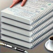 7pcs Notebook Set (1 Notebook + 6 Pens), 1pc 80 Sheets/160 Pages A5 Grid Notebook Made Of Thick Paper, Elegant A5 Spiral Notebook Suitable For Office, Note-Taking, Sketching, Drafting, Agenda, Drawing And Writing - Grid - View 3