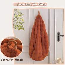 LIFEREVO - Puf de piel sintética esponjosa de conejo sin relleno acogedora felpa mullida de almacenamiento de animales de peluche grande puf peludo para niños y niñas y adultos de 3 pies color - Naranja Quemada - Ver 4