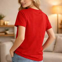 1pc Plus Size Women's Casual Cotton T-Shirt, "Of Course Your Opinion Matters. Just Not To Me." Print, Short Sleeve, Round Neck, Loose Fit, S-5XL Sizes, Black Basic Tee, Daily Wear, Funny Graphic Top, Comfortable Soft Fabric,  Slogan Shirt, Plus Size Available Benito Bowl,Big Game, Football Fast Shipping! Men's Casual And Stylish Short-Sleeved Printed T-Shirt. - 紅色 - 查看 2