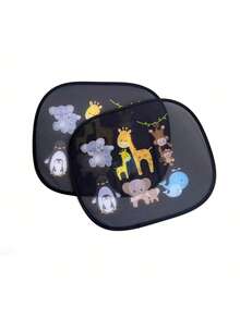 2pcs Baby Car Sunshade, Automotive Sun Visor, Heat Insulation Cloth Sunshield, Cartoon Side Window Sun Curtain - Multicolor - View 13