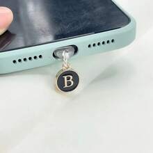 1个双面黑色26字母防尘手机塞/英文字母姓名首字母充电挂件/读卡器/兼容Type-C/Lightning（5-14）接口/情侣防尘塞 - 黑色 - 查看 20