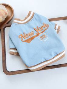 PETCIRCLE 1pc Pet Clothes, Cute Small Dog/Cat Outfit, New York Baseball Jersey - Blue - View 3