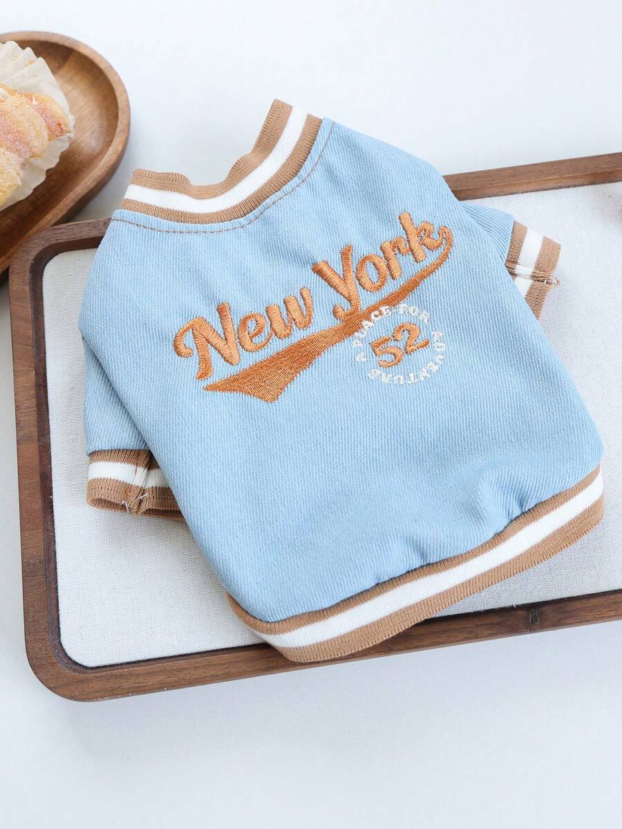 PETCIRCLE 1 bộ quần áo cho thú cưng, trang phục dễ thương cho chó/mèo nhỏ, áo đấu bóng chày New York. - Màu xanh lam - Xem 1
