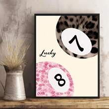 1/3 件装豹纹帆布墙画，饰有幸运8号球图案，粉色女孩海报，优雅装饰卧室、客厅或宿舍，送给她的礼物，不含画框 - 彩色 - 查看 30
