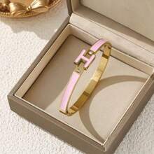 1pc 18K Gold Plated Women's H-Shaped Bracelet, Exquisite Jewelry Bracelet, Best Gift For Women On Easter, Christmas, Mother's Day (No Gift Box) - Letter H - View 10