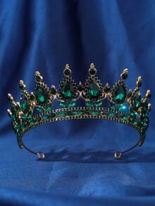 1pc Elegant Queen Crown Rhinestone Romantic Headwear Bridal Wedding Accessories Crown - Multicolor - View 7