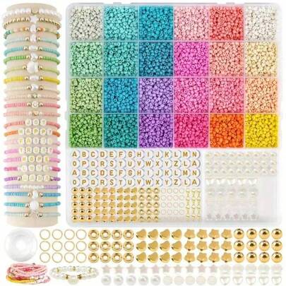 24/26 Compartments Glass Seed Beads (3mm) Jewelry Making Kit, For DIY Bracelets, Necklaces, Rings, Anklets, Keychains, Bag Charms (Random Colors)