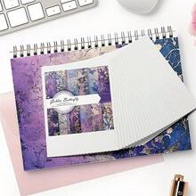 12/24pcs Gold Butterfly & Purple Floral Stickers, 15.2*15.2cm, Acid-Free Woodfree Handmade Paper, DIY Scrapbooking Gift Wrapping Decor, Home Living Room Wall Decor, Butterfly Theme Decorative Paper - Purple Memories - View 5