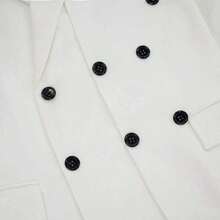 男士时尚纯白色新郎礼服西装外套，翻领三排多扣设计，适合婚礼、商务晚宴等场合。 - 白色 - 查看 6